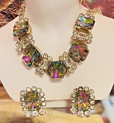 Juliana DeLizza Elster Necklace Earring Watermelon Multifacet Jonquil Rhinestone