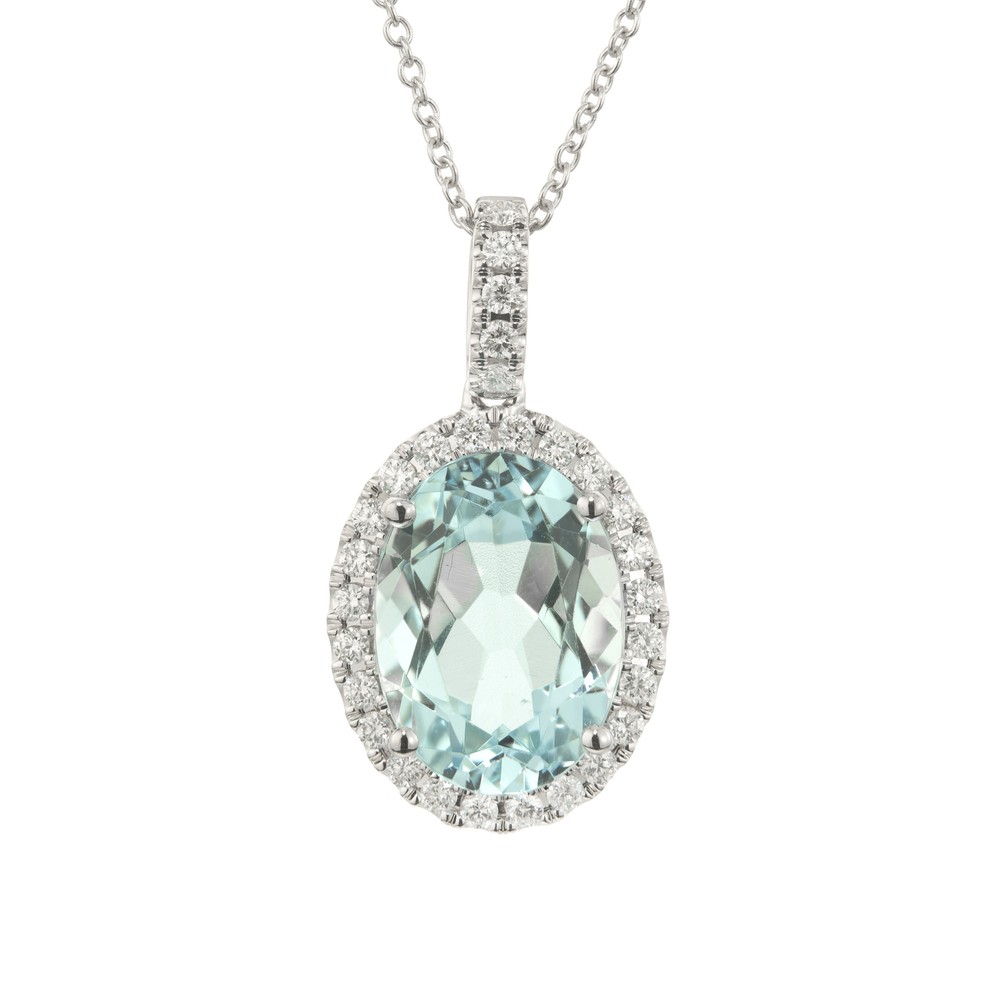 Peter Suchy 3.51 Carat Aquamarine Diamond White Gold Pendant
