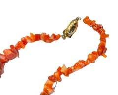 Vintage Coral Nugget Necklace Strand Salmon Goldtone 20” Long Boho chic