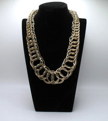Vintage RJ Graziano modernist interlocking rings statement necklace
