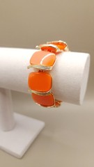 Vintage Lisner Orange Thermoset Bracelet Gold Tone Mid Century 1950s 1.6oz