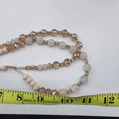 Womens Gold Tone Chain Two Strand Rhinestone Pendant Beaded Necklace Chic 22″