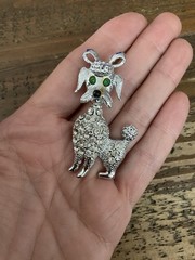 VINTAGE GREEN EYED POODLE BROOCH