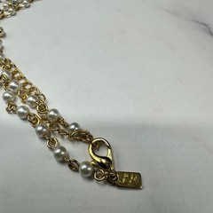 Vintage Lady Remington Necklace Bracelet Set Gold Tone Faux Pearl Rhinestone