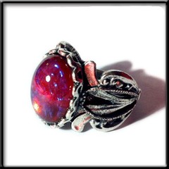 Dragons Breath Fire Opal Ring Women’s Fire Opal Silver Plated Gothic Ring