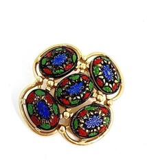 Sarah Coventry MOROCCAN Light of The East PIN BROOCH Glass Cabochons VTG 1968