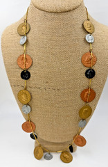 Vintage Necklace Coin Flutter Station Chain Mixed Metal Lightweight 28 in