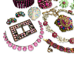 Vintage Pink Rhinestone Repair Costume Jewelry Lot Signed Coro Hollycraft Lisner