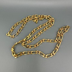 Vintage Figaro Chain Necklace Gold Tone 1990s 1/4″ Thick 29″ Long No Clasp