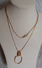 Vintage MONET Signed Necklace Charm Holder Polished Goldtone w/30″ MONET Chain