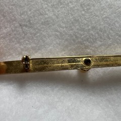 Vintage Gold Tone Ski Pin With Faux Pearl Accent & Secure Clasp