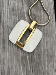 Vintage LANVIN IVORY KEYHOLE PENDANT NECKLACE