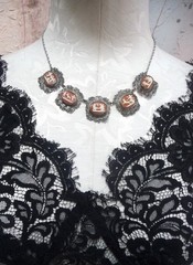 FABULOUS RARE ANTIQUE STERLING 800 SHELL CAMEO CANNETILLE CUPID CHARIOT NECKLACE