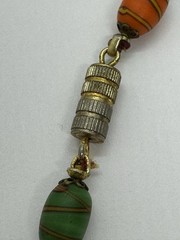 Vintage Ercole Moretti Scarabocchio Murano Glass Bead Necklace 28″ Knotted