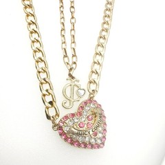 Juicy Couture Double layer Chain with Pink Rhinestones Heart