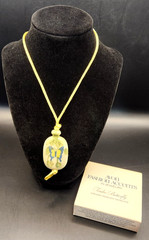 Avon Tender Butterfly Hand Painted Ceramic Pendant Silk-Like Necklace – VTG 1979