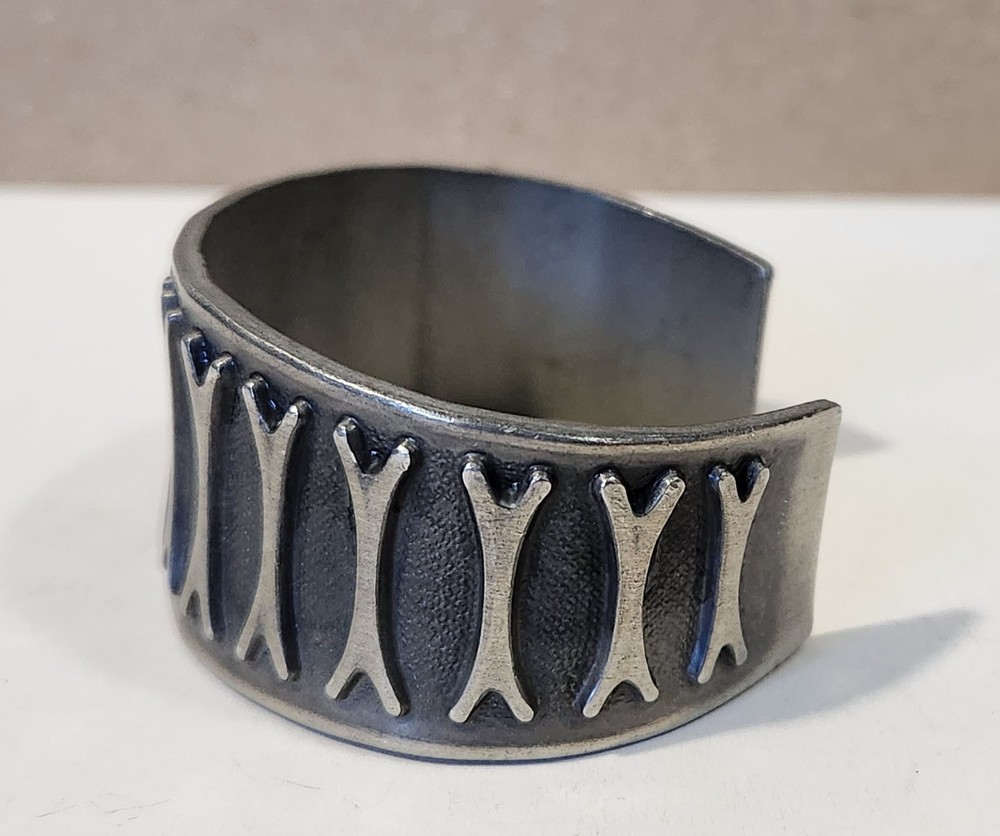 Vintage Brodrene Mylius Mid-Century Brutalist Pewter Cuff Bracelet “Dance”