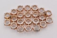 Vintage Clear Rhinestone Bezel Crystal Cluster Brooch Heavy Statement 60s BinBK