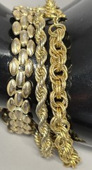Vintage Chain Bracelet Lot Gold Tone Panther Link Rope Chains Stackable