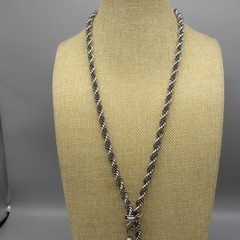 Vintage Ball Tassel Necklace Silver Tone Adjustable Slide 26 Inch
