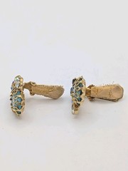 vintage Juliana Delizza and Elster BLUE D&E BLUE Clip On Earrings Gold Tone