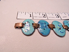 VINTAGE COPPER ENAMEL 1″ WIDE LINK BRACELET 7″ UNBRANDED DESIGNER