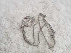 Silvertone Pink Anchor Pendant Necklace (F44)