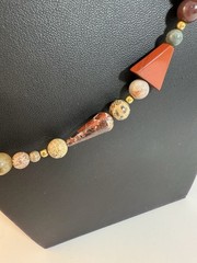 Multicolor Polished Gemstone 14k Gold Filled Bead Necklace Arrow Heart 38”