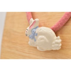 Flying Colors Porcelain Easter Bunny Rabbit Pink Blue Painted Signed 80s Bin3D