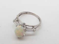 Vintage 1940s $5000 2.30ct Lightning Ridge OPAL Marquis Diamond Platinum Ring