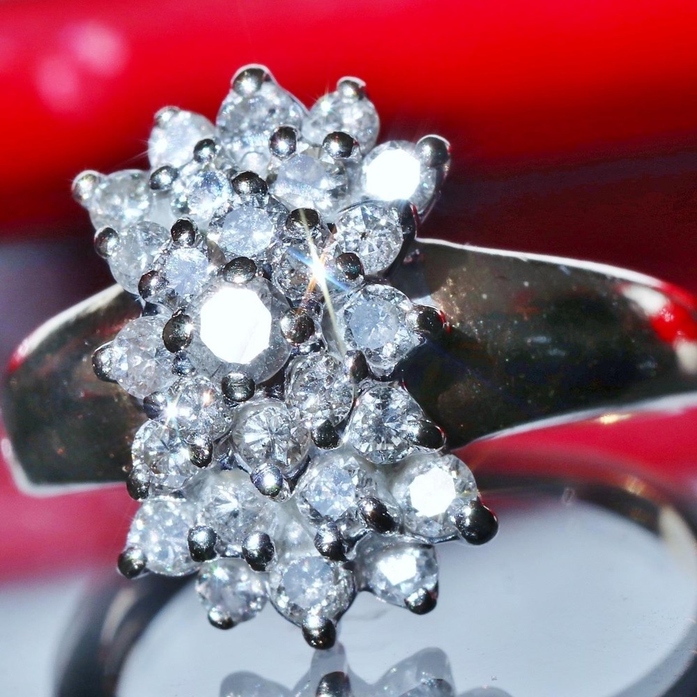 14k yellow gold ring 1.00ct natural diamond cocktail sz 5 vintage handmade 4gr