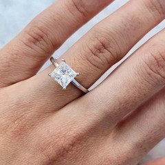 2.15Ct Princess Cut Lab Created Diamond 14K White Gold FN Solitaire Wedding Ring