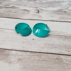 Vintage Stud Earrings For Pierced Ears Unusual Teal 7/8″