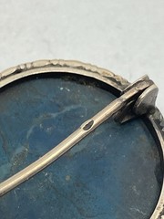 Antique Lapis Lazuli Brooch 1” Round Pin
