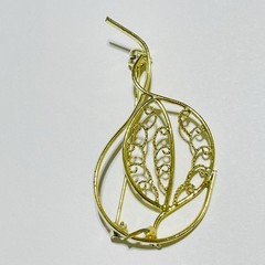 Modernist Brooch Pin Jewelry 2” Gold Tone