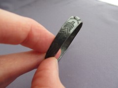 VINTAGE OLD PAWN STERLING OVAL GREEN TURQUOISE TOOL ARROW FEATHER CUFF BRACELET