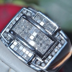 14k white gold 2.35ct invisible set diamond ring size 10 handmade 23.4gr Ali263