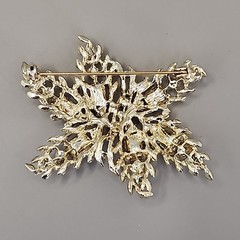 Vintage Rhinestone Butterfly Brooch Clip On Earring Set Pink Purple Gold Tone
