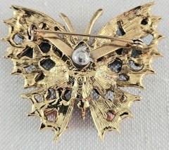 Vintage ART Brand Elegant Jeweled Butterfly Brooch Pin Gold Tone Jewelry 🦋