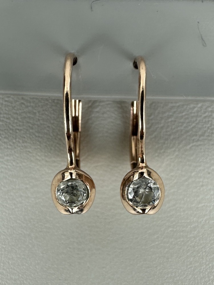 Vintage MCM 10k Rose Gold Diamond Heart Huggie Dangle/Drop Earrings
