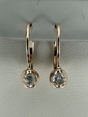 Vintage MCM 10k Rose Gold Diamond Heart Huggie Dangle/Drop Earrings