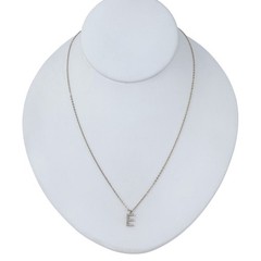 Vintage Gold-Tone Sterling Silver 925 Cubic Zirconia E Chain Necklace 16″-18″
