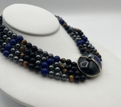 KYLO Kai Yin Lo Sterling 925 Multi-Strand Gem Stone Necklace,Lapis,Onyx,Hematite