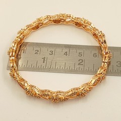 Cubic Zirconia 22k Rose Gold Plated Bangle, CZ American Diamond Bracelet 2 Pcs K