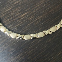 Vintage FAS 925 Starling Silver Vermeil XO Pattern Necklace Approx 18”L & 29g