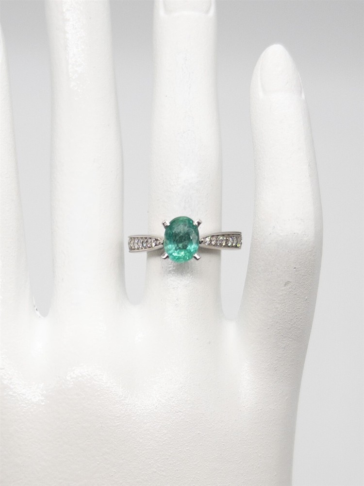 Estate $4000 1.50ct AAA+++ Natural Emerald VS G Diamond Platinum Wedding Ring 5g