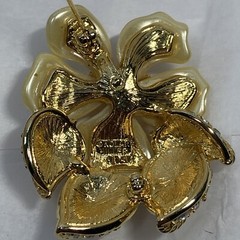 VINTAGE Sign NOLAN MILLER Jane Wyman PIN Lucite Flower Rhinestones Gold BOX COA