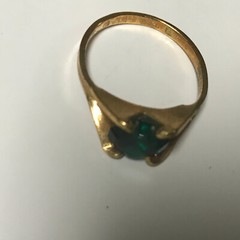 Vintage Simulated Emerald Stamped 18k HGE Ring Size 6 May Birth Stone Green