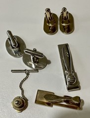 MCM Hickok USA Monogram Initial H Cufflinks Tie Bar Clasp Lot Mixed Gold Silver