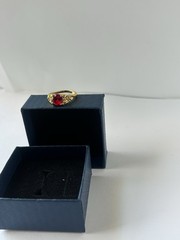 Vintage Red Cubic Zirconia Ring Gold Plated Womens Size 7